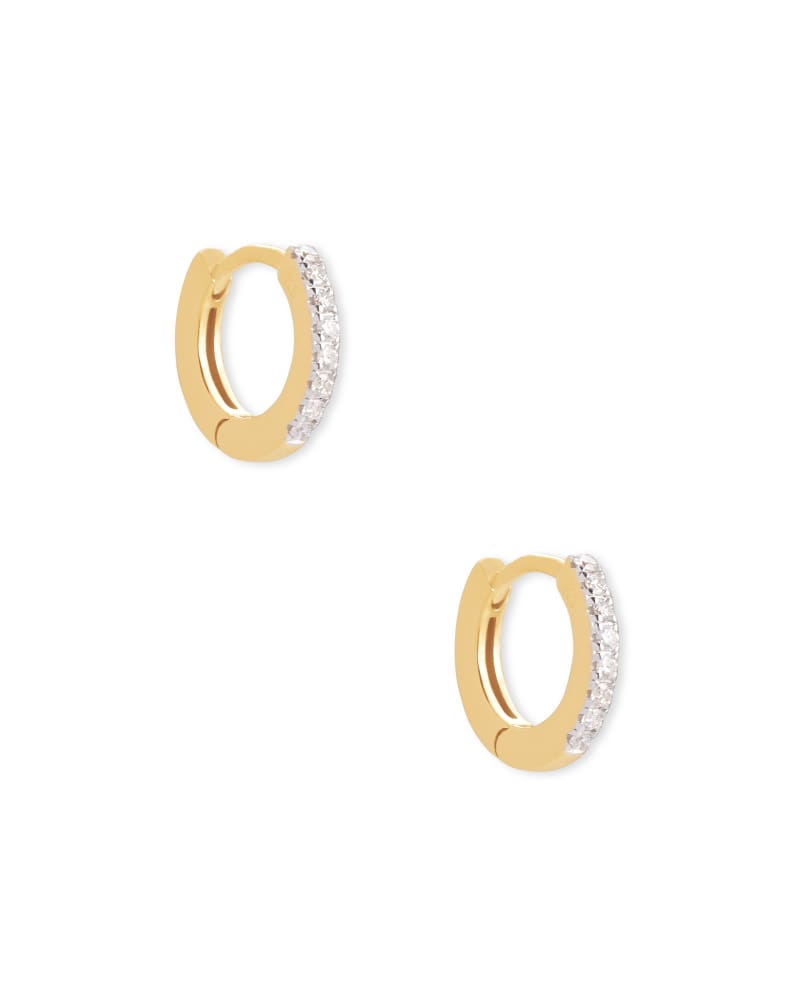 Janelle 18k Yellow Gold Vermeil Huggie Earrings in White Diamond image number 0